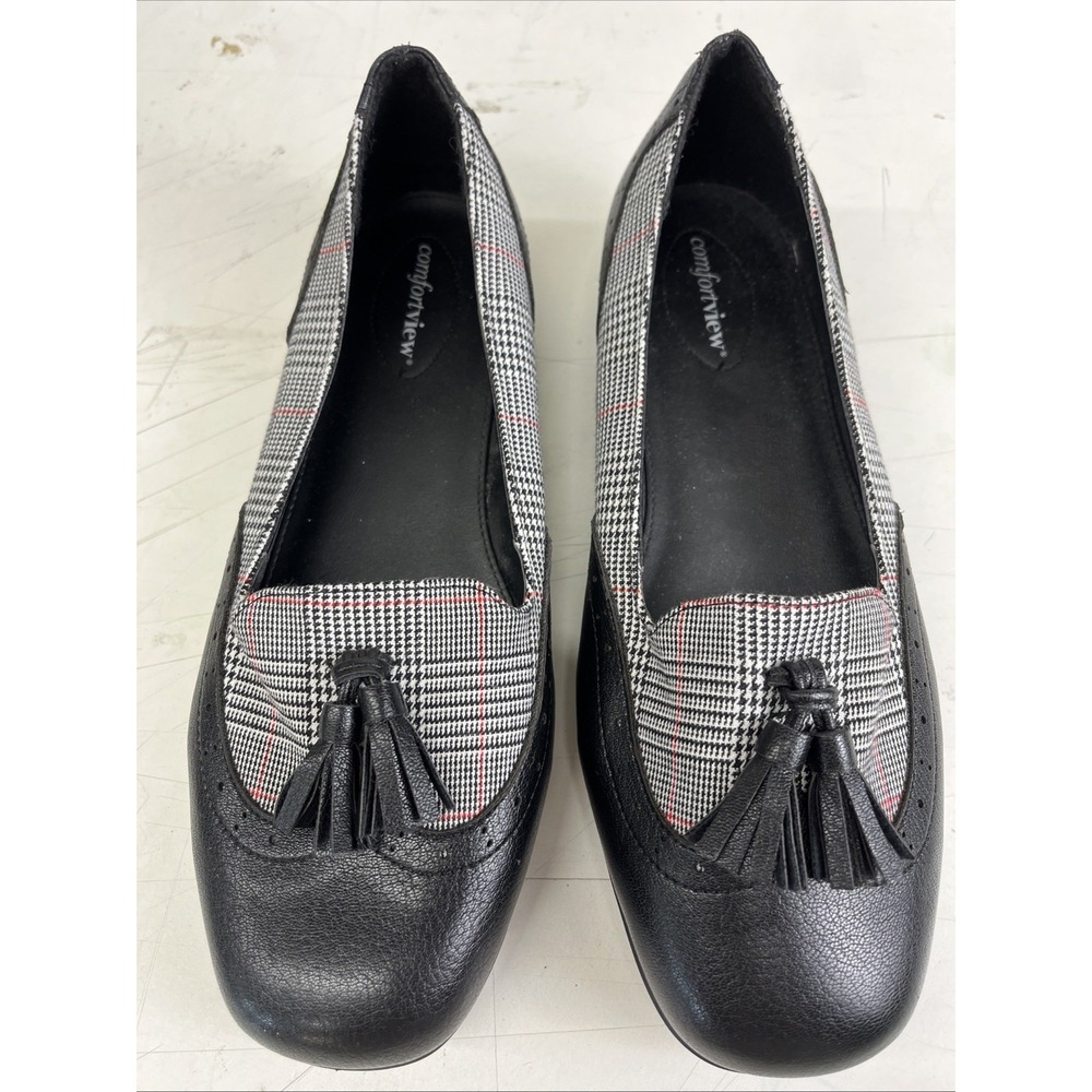 Comfortview Womens Aster Houndstooth Wingtip Slip On Dress Loafer Shoe Sz  10 W
